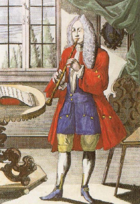 john banister an early 18th century oboe as depicted by johann weigel. Germany oil painting art